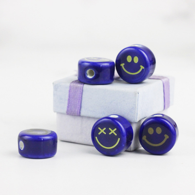 Fiasrel Sapphire blue cartoon smiley face beads