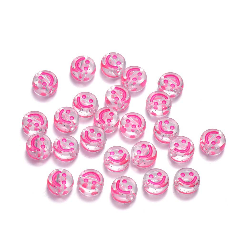 Fiasrel 100pcs Transparent colored smiley face beads