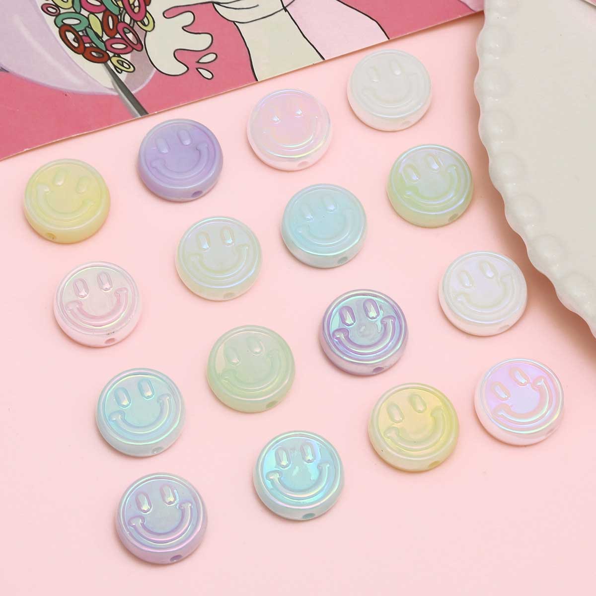 Fiasrel Cute and colorful smiley face beads