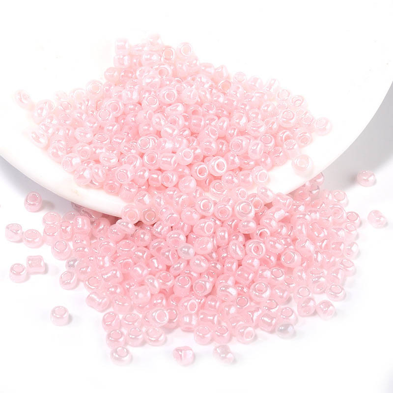 Fiasrel 2-4mm Cream-Colored Glass Seed Beads - 450g Pack of Candy-Colored 