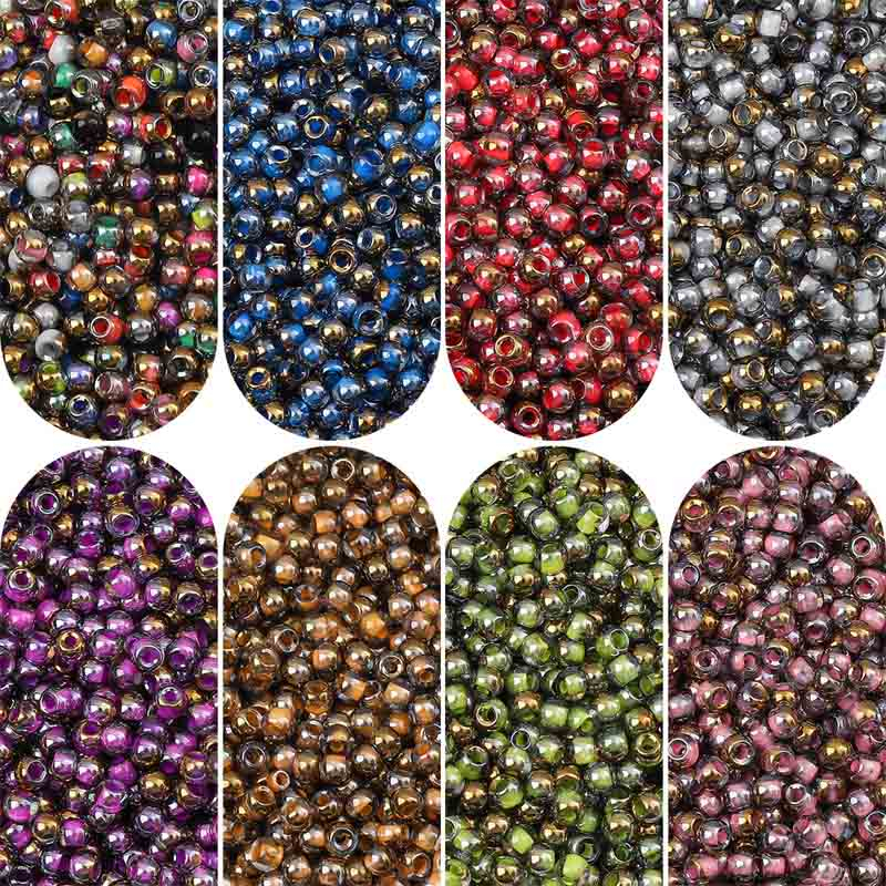 Fiasrel 4mm Gradient Gold-Colored Glass Seed Beads - Round Shiny Beads
