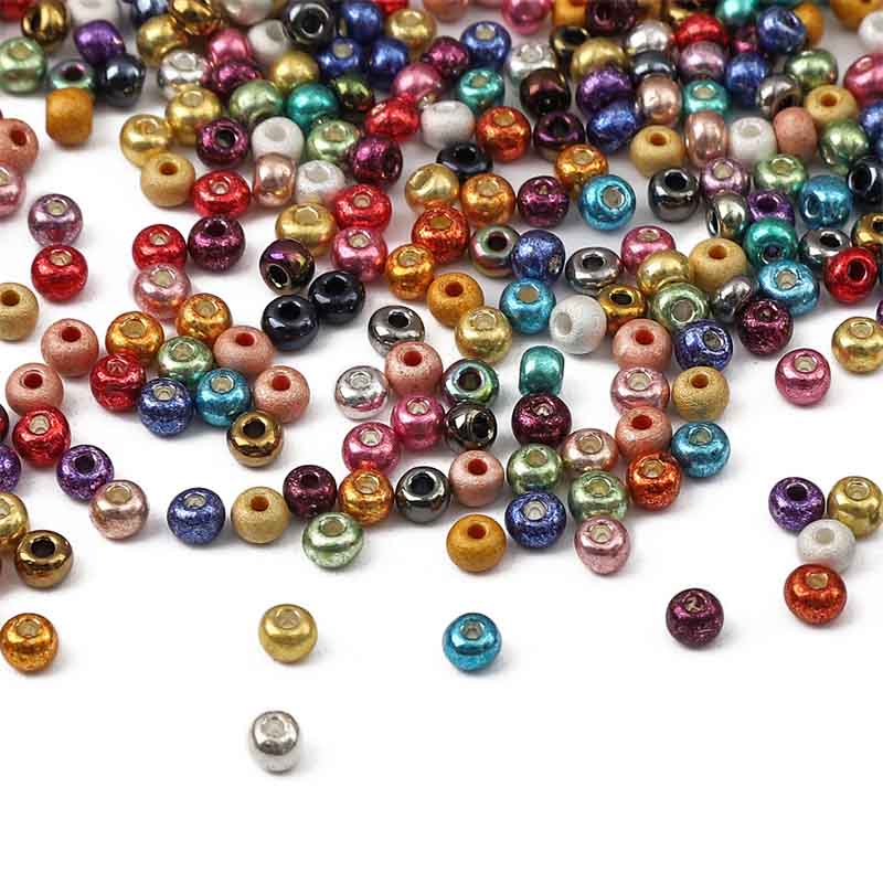 Fiasrel Glass Seed Beads & Metallic Mineral Beads Loose 
