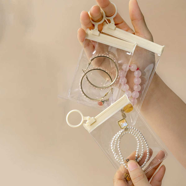 Fiasrel 15pcs Beige pull ring jewelry sealed bag