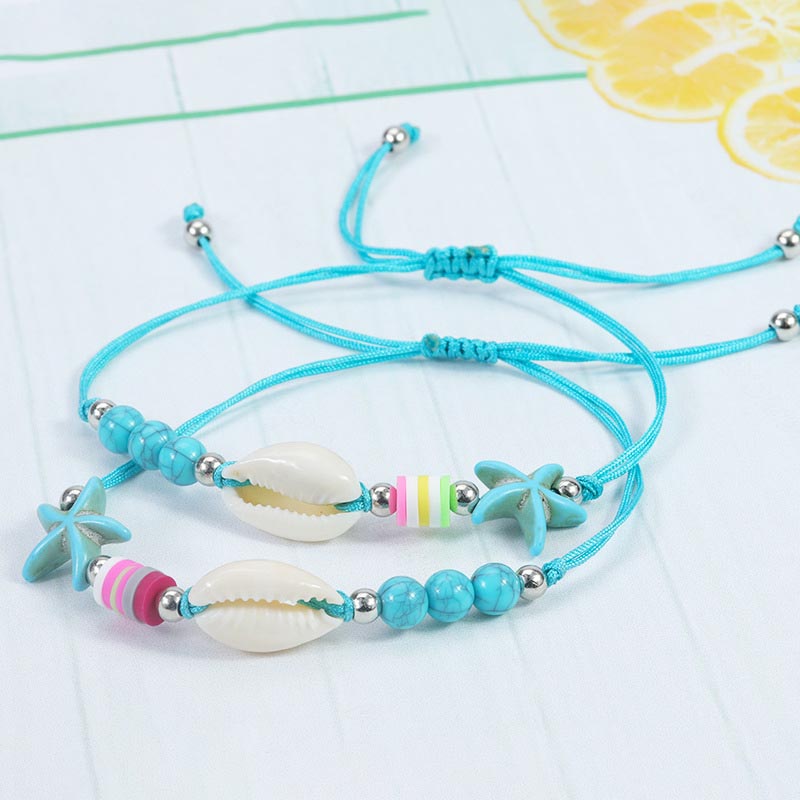 Fiasrel 2pcs Turquoise shell bracelet