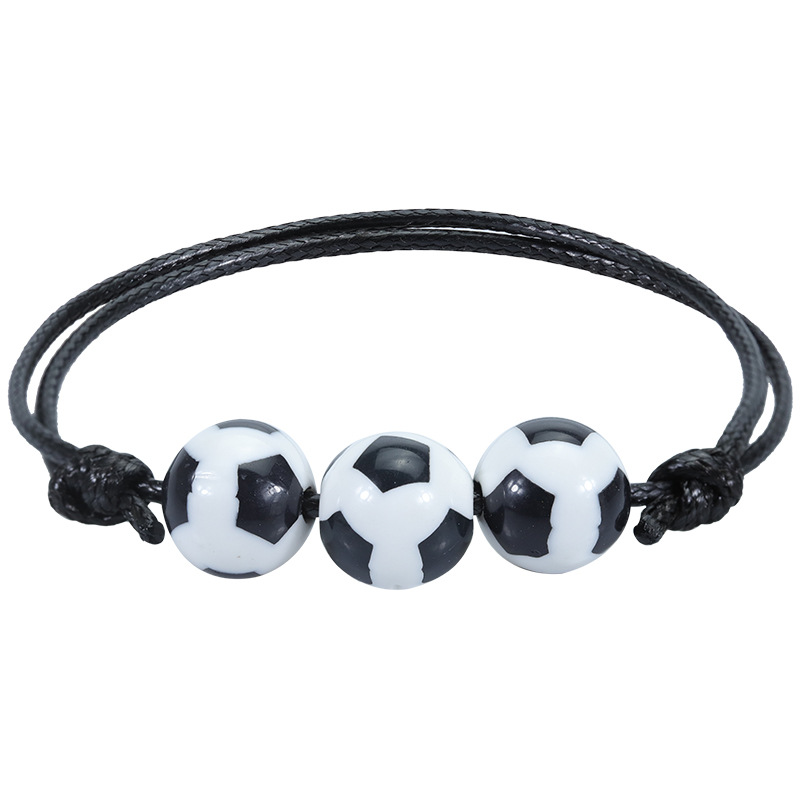 Fiasrel 2pcs Basketball and baseball wax thread woven bracelets