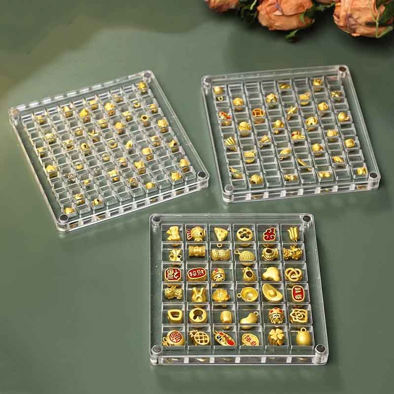 Fiasrel 12*12cm Acrylic small golden bean gold storage box