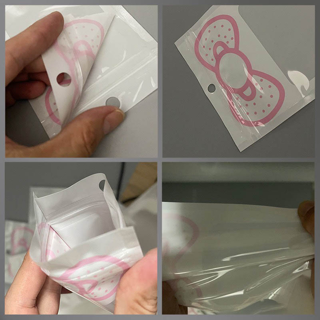 Fiasrel 100pcs Bow Cartoon Jewelry Self-sealing Bag -1