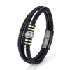 Fiasrel Men's Fashion Stainless Steel Multi-layer DIY Leather Bracelet Braided Rope Leather Titanium Steel Bracelet