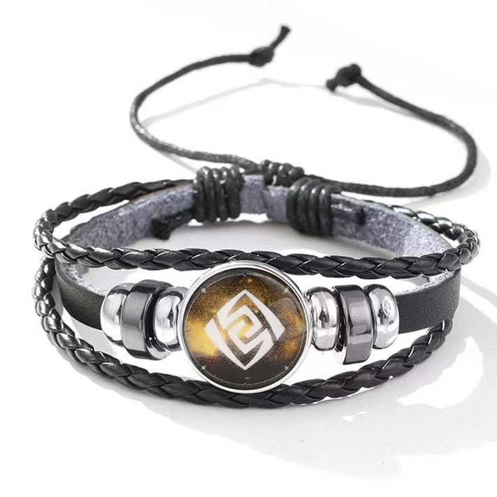 Fiasrel Anime Game Genshin impact Bracelet Vintage Leather Bracelet
