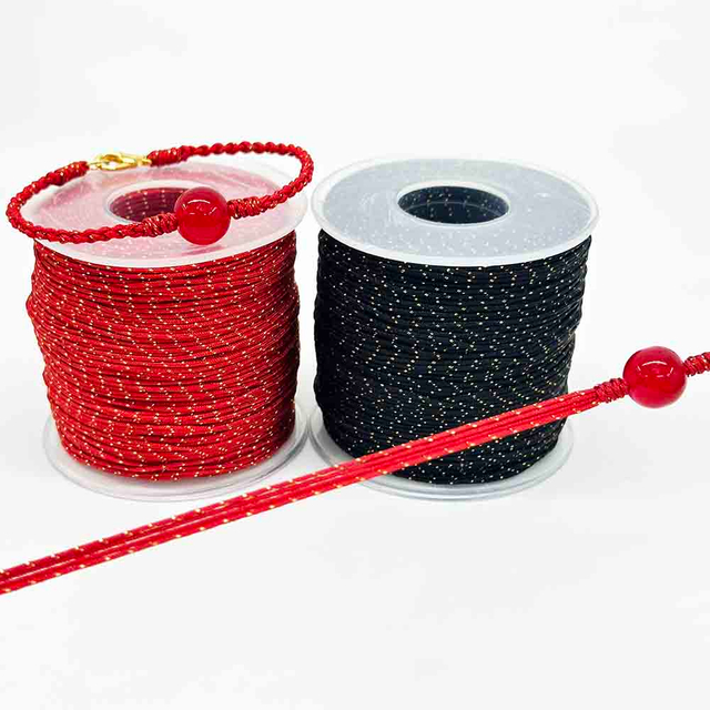 Fiasrel No.72 0.8mm 100yards Jade Rope Cord Nylon Thread with Sprinkle Gold Thread