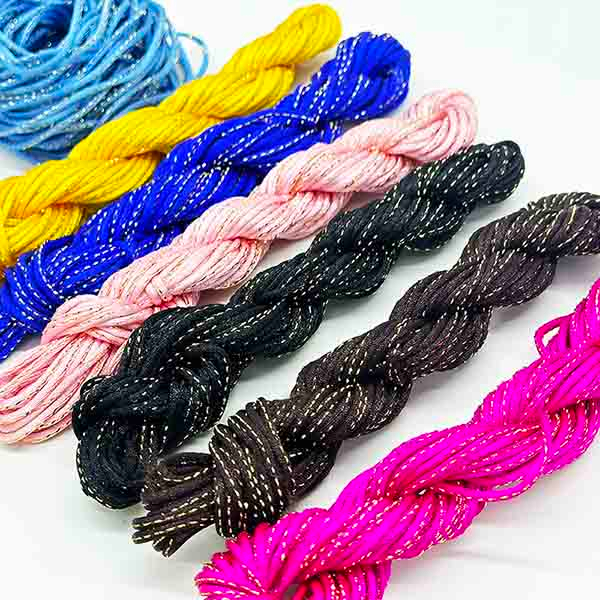 Fiasrel 2mm 10yards Nylon Cord Thread Chinese Knot Macrame Cord Bracelet Braided String with golden thread