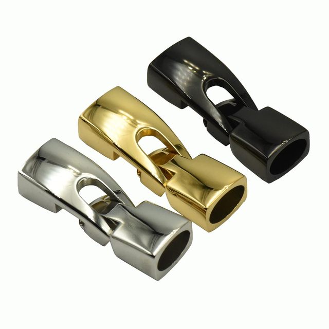 Fiasrel 2pcs 10 * 6mm Stainless Steel End Clasps Connectors Hooks Bracelets Surface Snap Lock Clasp Toggle Clasps