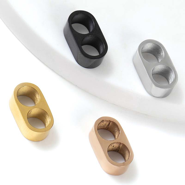 Fiasrel 5pcs Stainless Steel Bracelet Slide Charms with Double Hole 13.5 * 7.5mm