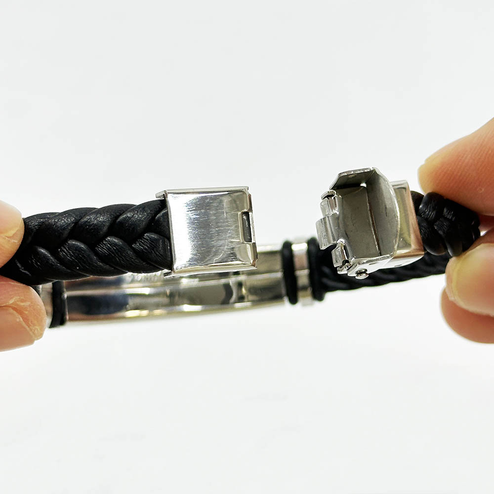 Fiasrel Leather Woven Rope Stainless Steel Bracelet Ins Style Popular Fashion Father Son Bracelet Jewelry Gift