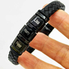 Fiasrel Custom Weave Man Leather Bracelet Stainless Steel Personalized Engraved Name Bead Bracelet for Men Jewelry