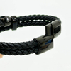 Fiasrel Stainless Steel Skull Beads Real Genuine Leather Bracelet Charm Skeleton Men Punk Bangle Jewelry