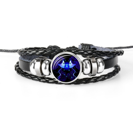 Fiasrel Horoscope Braided Leather Rope Luminous Bracelet Jewelry Glow In The Dark Astrology Chinese 12 Zodiac Sign Bracelets