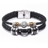Fiasrel Jewelry Multilayer PU Braided Leather Rope Stainless Steel Beaded Bracelet 12 Zodiac Sign Bracelet