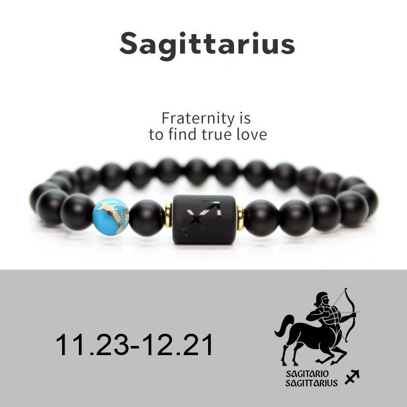 Fiasrel 8mm Beads Zodiac Bracelet Stone Star Sign Astro Horoscope Bracelet