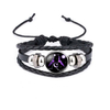 Fiasrel Handmade Adjustable PU Leather Charm Glow In Dark Horoscope 12 Zodiac Signs Bracelet
