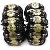 Fiasrel Zodiac Sign Horoscope Men's Leather Bracelet Vintage Retro Charm Wristband Male Jewelry Gifts