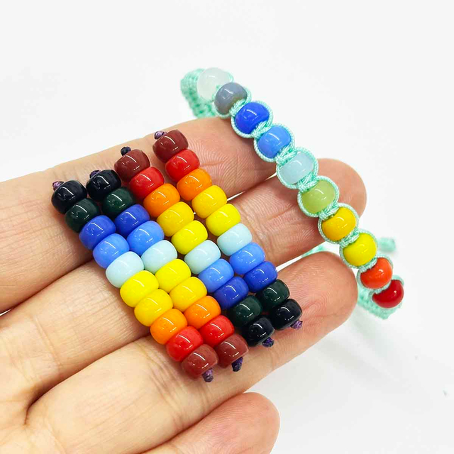 Fiasrel 10pcs/bundle Gradient Rainbow Beads