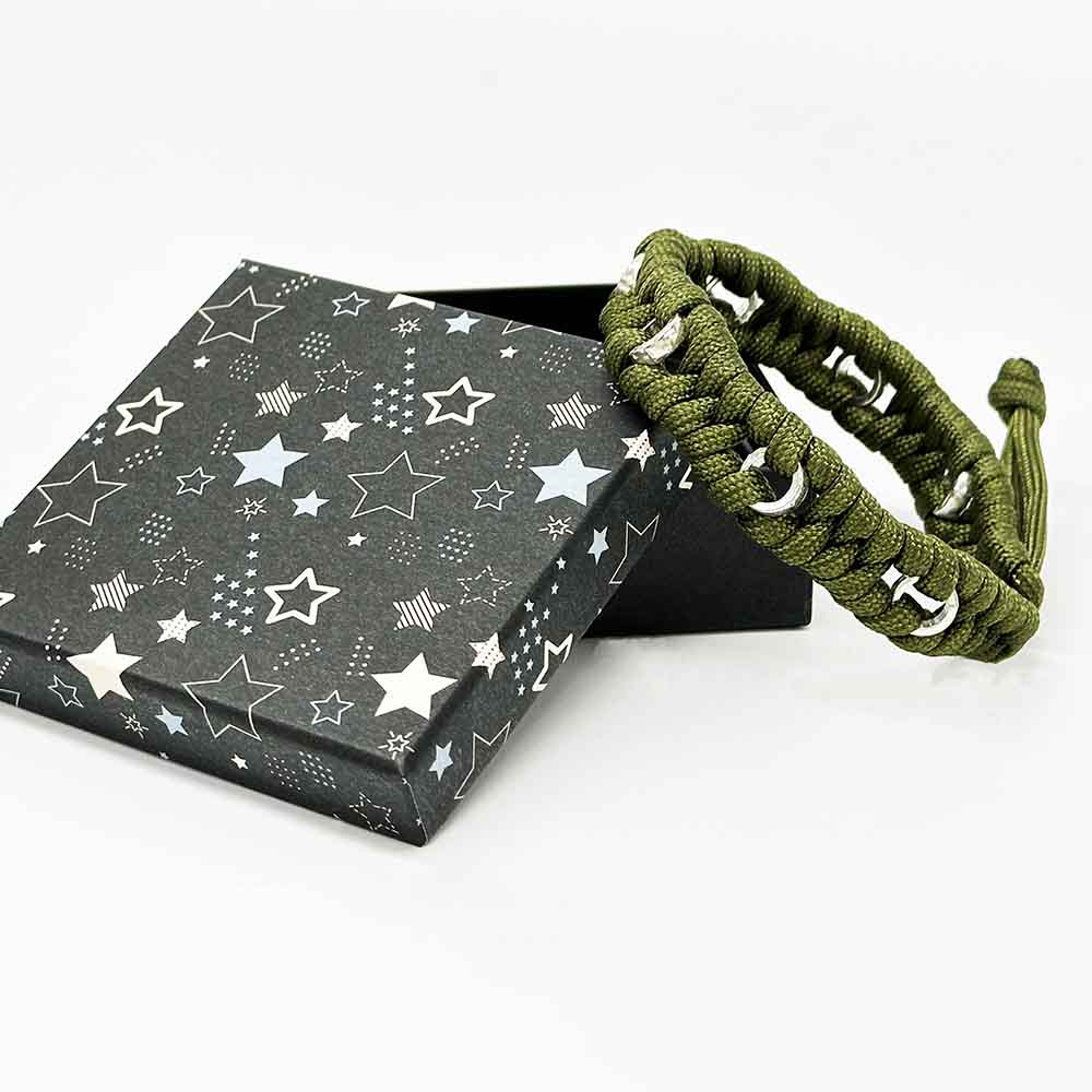 Fiasrel Adjustable Mens Outdoor Survival Paracord Bracelet