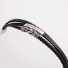 Fiasrel Stainless Steel Charm Leather Woven Vintage Creative Multi-layer Stainless Steel Bracelet with Magnet Clasp