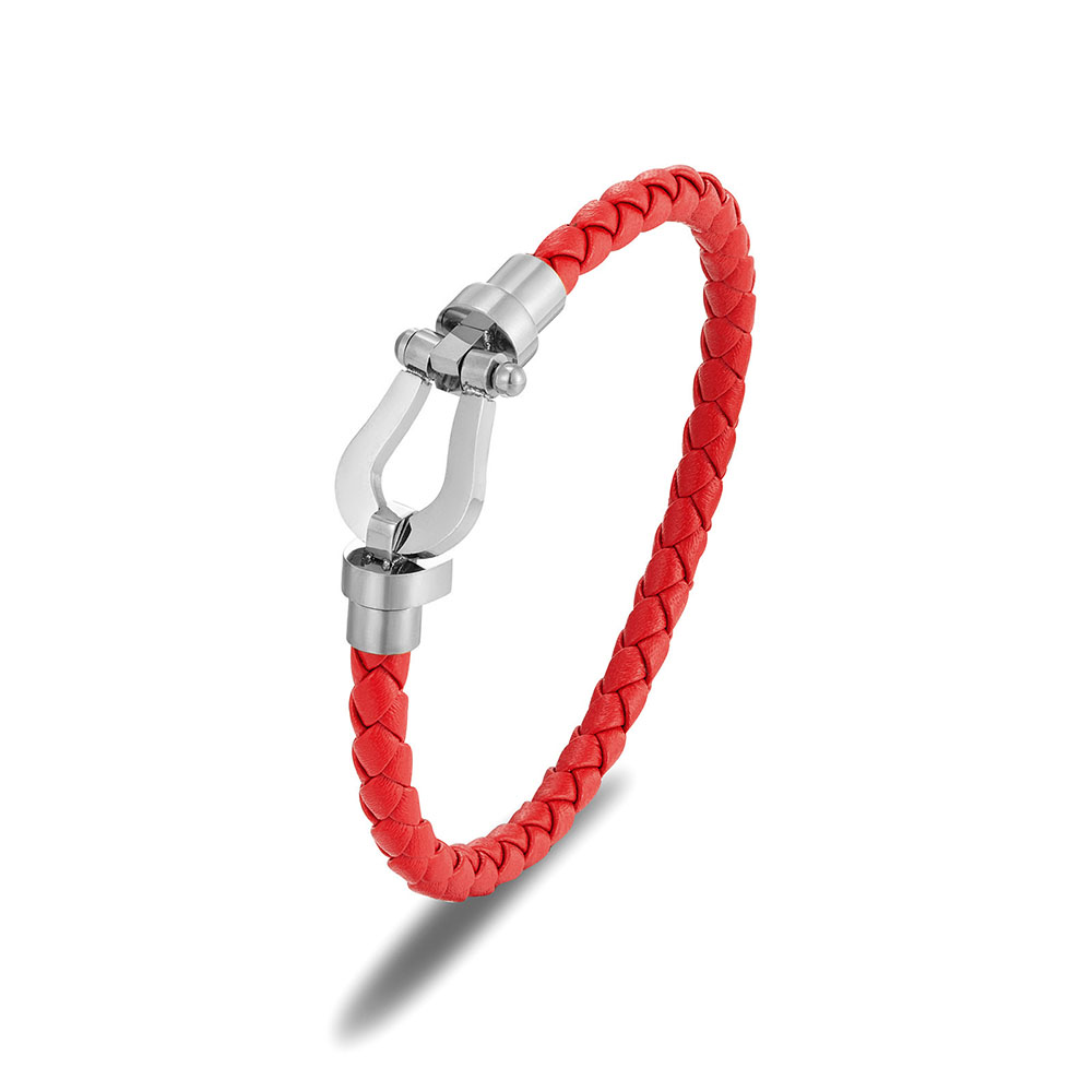 Fiasrel 18k Gold-plated Buckle Leather Bracelet High Quality Stainless Steel Buckle Fred Bracelet