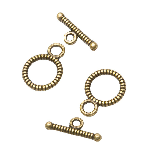 Fiasrel 10pcs Toggle Clasps Findings Buckle Connector Alloy Round OT Clasps