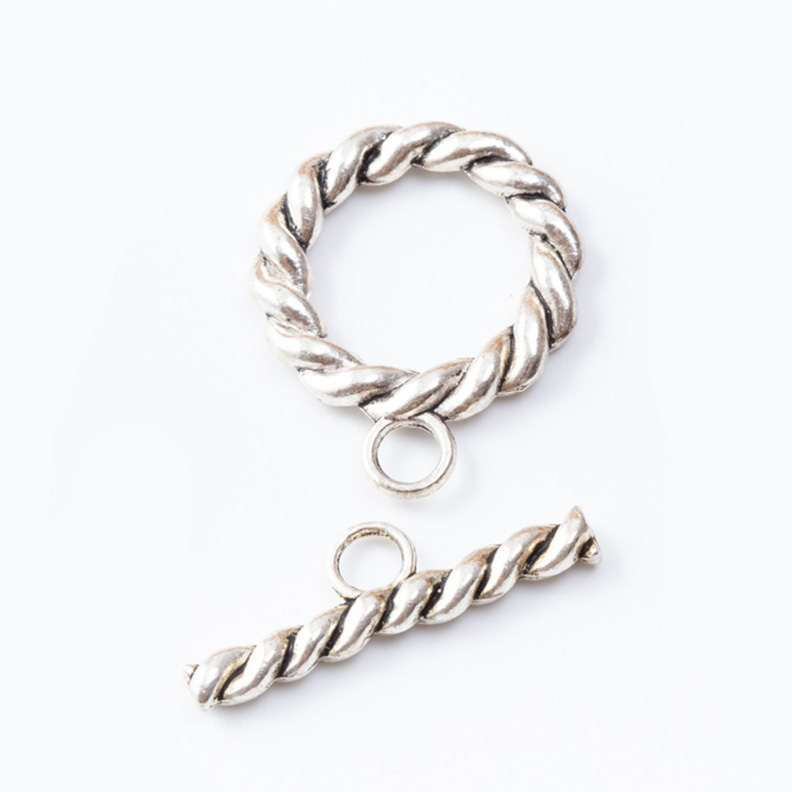 Fiasrel 10pcs DIY Jewelry Making Necklace Hooks Bracelets Connectors Simple Twist OT Toggle Clasp