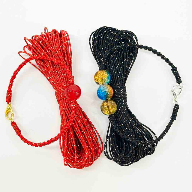 Fiasrel 5meters 0.8mm Red Black Jade Thread with Gold Thread