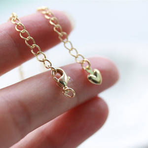 Fiasrel 10pcs 18K Gold Plated Extension Chain With Lobster Clasp Peach Heart Pendant Tail Chain
