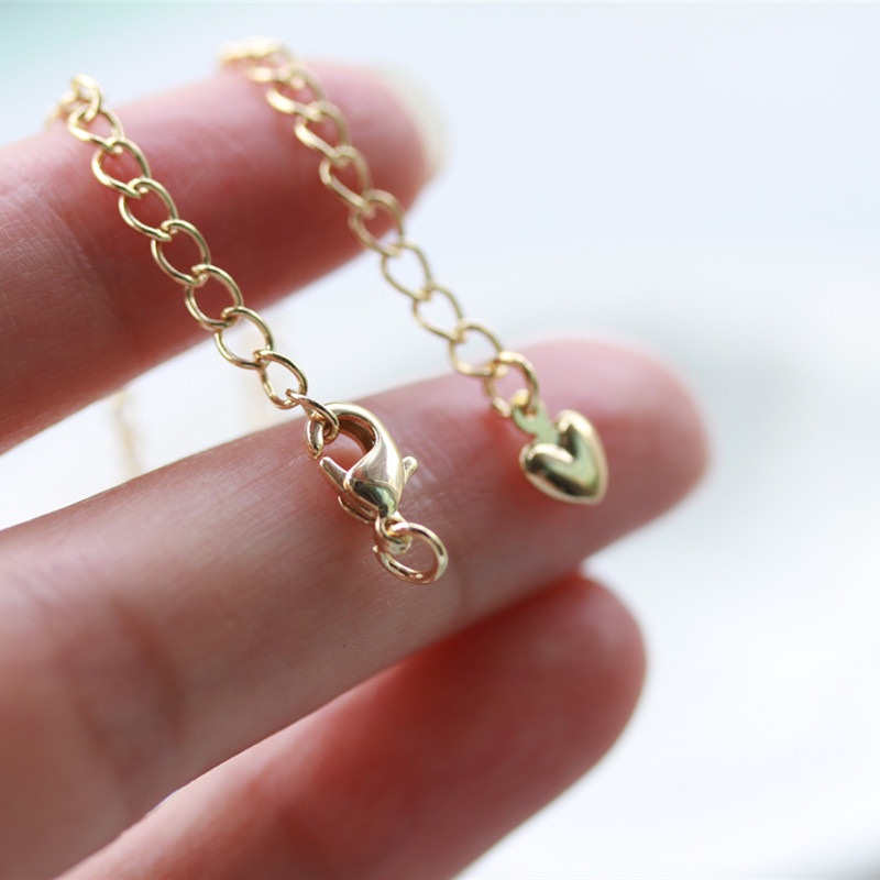 Fiasrel 10pcs 18K Gold Plated Extension Chain With Lobster Clasp Peach Heart Pendant Tail Chain