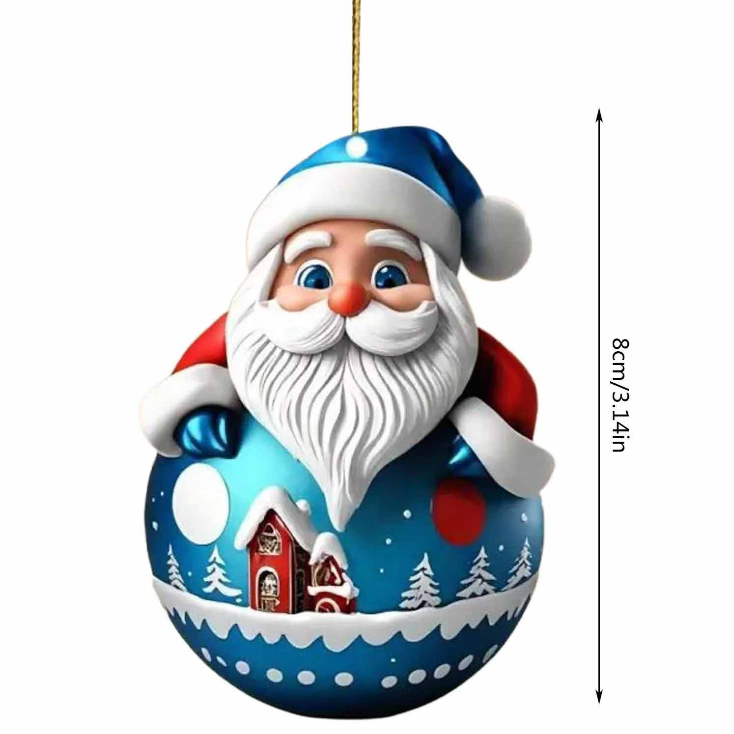 Fiasrel 5pcs Santa Claus Pendants Acrylic Decorative Christmas Tree Hanging Ornaments