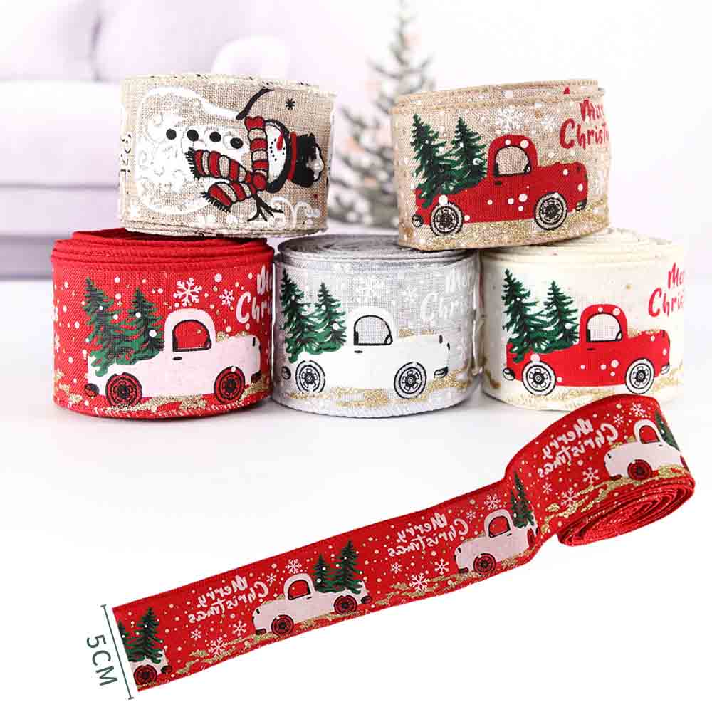Fiasrel 2 Meter Christmas Tree Bow Wreath Wrapped Decorations Hanging Ornaments Christmas Gift Packaging Ribbon