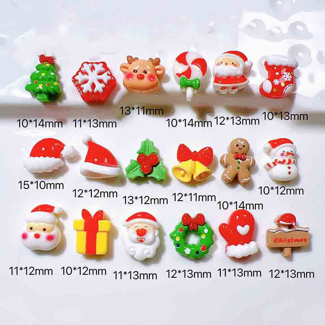 Fiasrel 10pcs DIY Handmade Material Shoe Flower Hat Cream-Glue Stationery Patch Resin Accessories Resin Christmas Charms