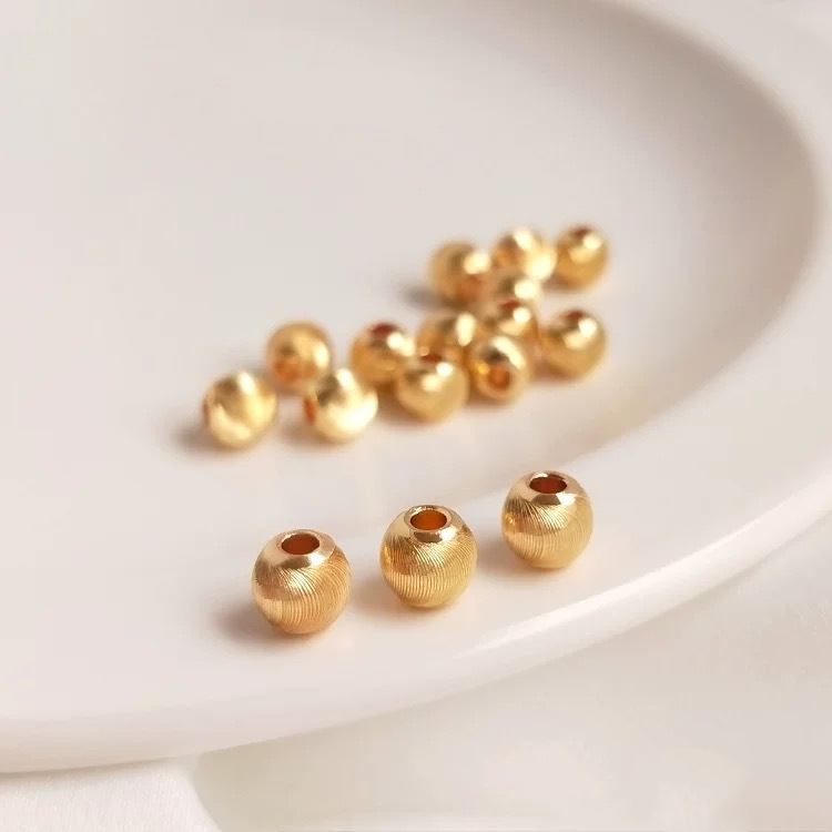 Fiasrel 20pcs 3-10mm 14K Gold Cat's Eye Spiral Beads Round Brass Jewelry Beads