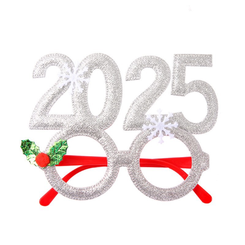Fiasrel 2025 Christmas Glasses Decorative Glass Party Props New Year Glasses Adult Children Gift