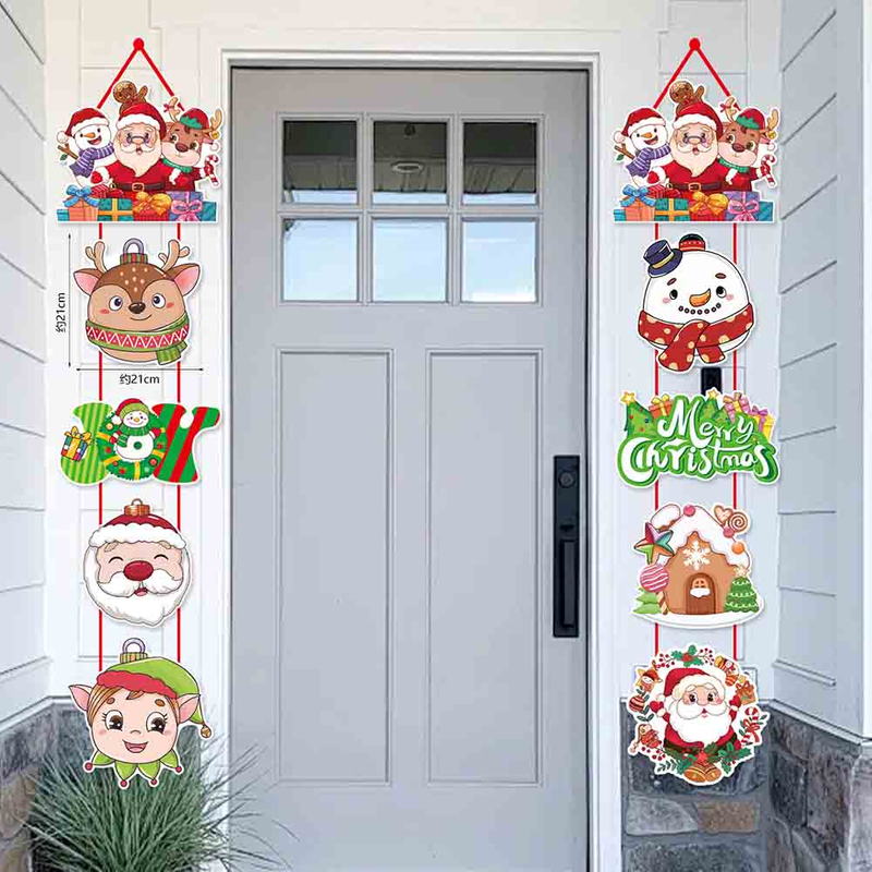 Fiasrel Christmas Santa Christmas Home Front Door Wall Hanging Christmas Banner Garage Porch Decor Couplets Door Wall Hanging Signs