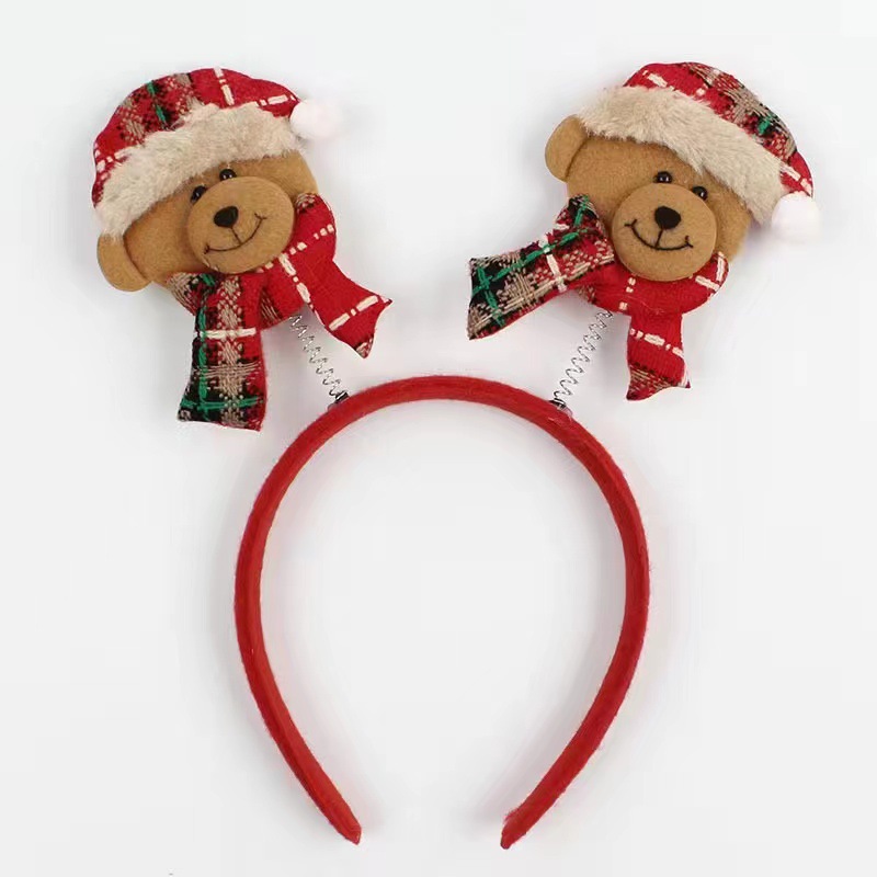 Fiasrel Christmas Ornaments Retro Plaid Santa Old Man Spring Headband Christmas Headbands for Christmas Party