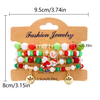 Fiasrel 4pcs/set Christmas Beaded Bracelet Snowman Christmas Tree Old Man Antlers Gift Pendant Bracelets