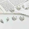 Fiasrel 10pcs DIY Jewelry Accessories Alloy Letter Charms Broken Heart Double Pendants Mother Daughter Engraved Beads