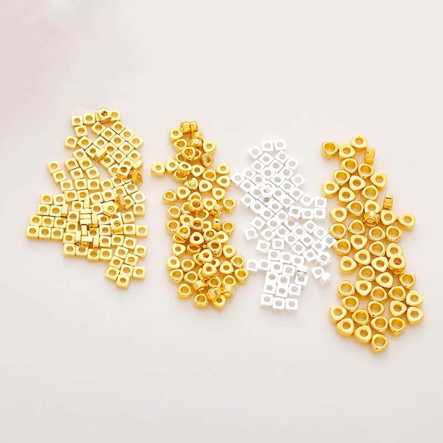 Fiasrel 50pcs Gold-filled Loose Beads Accessories DIY Handmade Triangle Bracelet Beaded Spacer for Jewelry Making