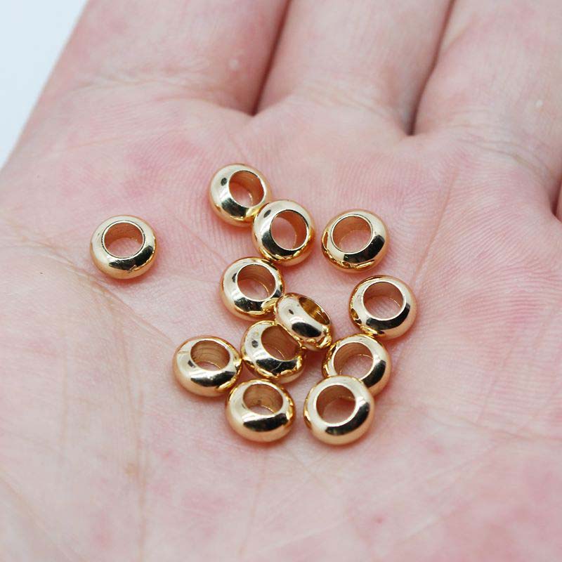 Fiasrel 50pcs Jewelry Findings Loose Disc Beads DIY Jewelry Accessories Brass Loose Spacer Beads