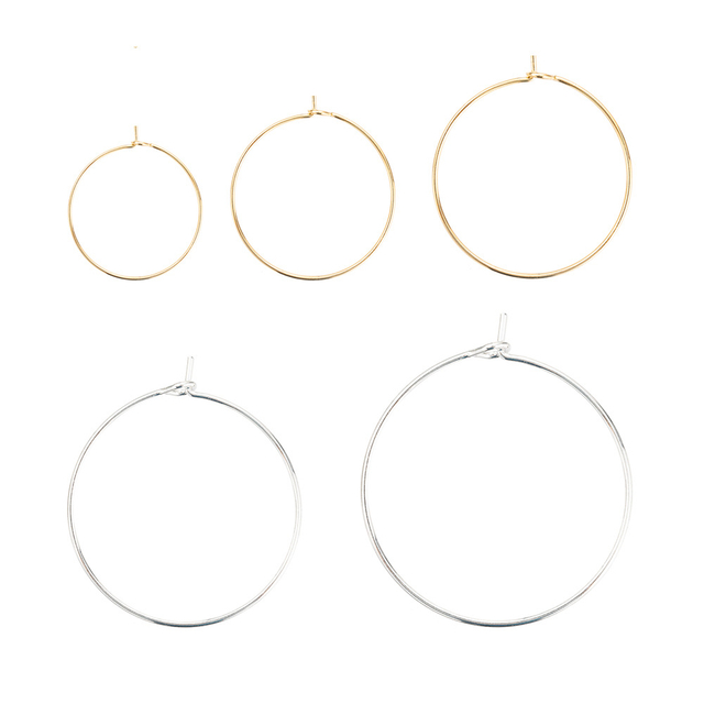 Fiasrel 10/50pais Handmade DIY Earrings Accessories Multi-size Circle Pendant Gold Silver Earring Hoops