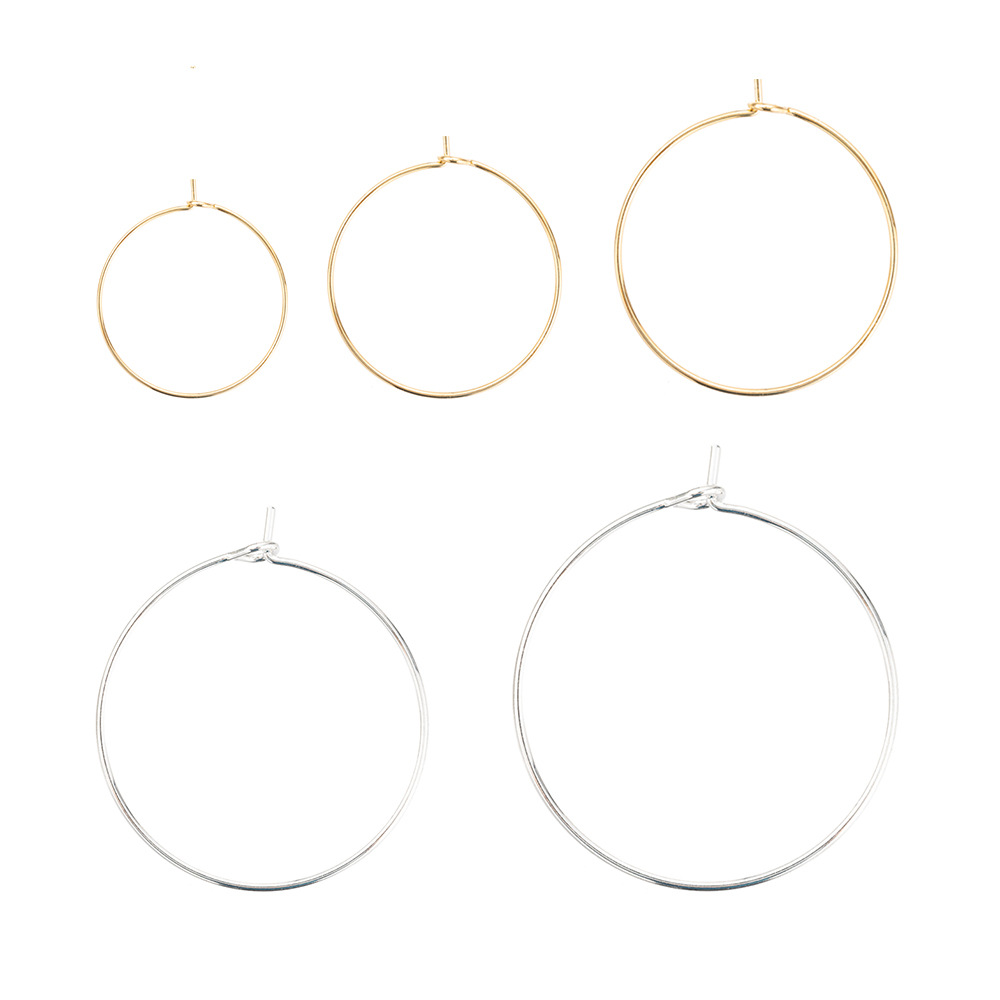 Fiasrel 10/50pais Handmade DIY Earrings Accessories Multi-size Circle Pendant Gold Silver Earring Hoops