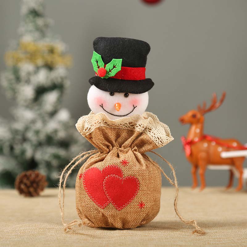 Fiasrel 1pcs/6pcs Christmas Kids Candy Bag Knitted Plush Snowman Elk Deer Santa Claus Toy Doll Christmas Stuffed Animal Plush Toy Gift