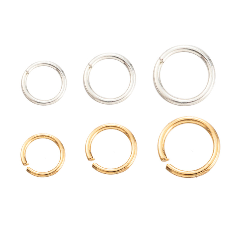 Fiasrel 100pcs 18k Gold Stainless Steel Jump Rings Multi Sizes Open Round Jump Rings