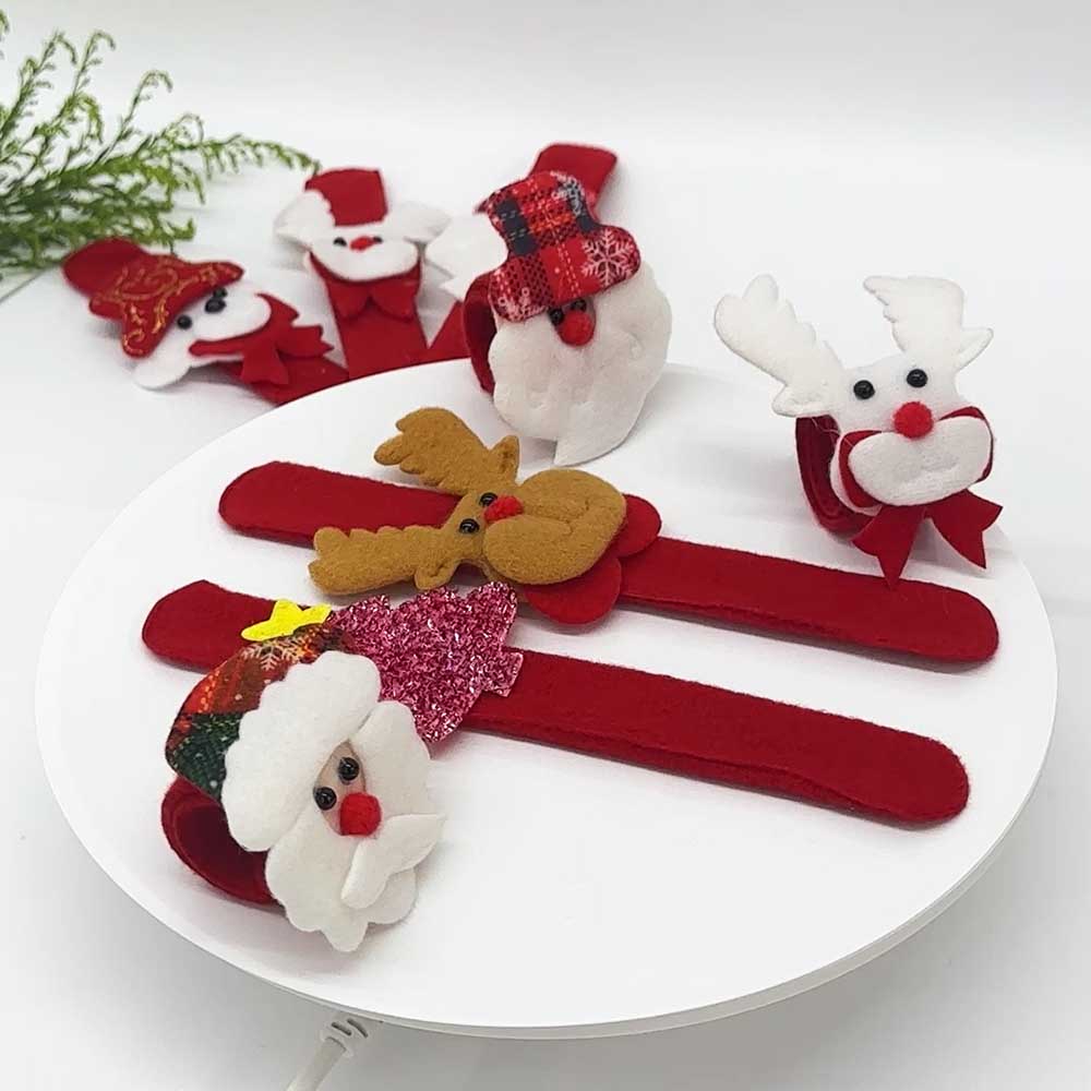 Fiasrel 6pcs Festive Christmas Slap Bracelets for Holiday Parties Family Gifts Christmas Gift Wholesale Decoration